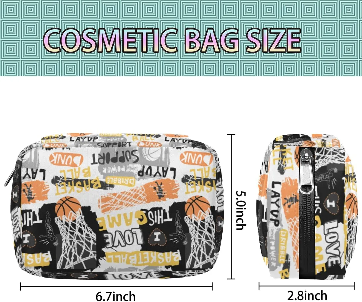 I Love Basketball Travel Toiletry Bag for Boys Men, Waterproof Small Dopp Kit for Women, Shaving Bag with Large Capacity for Travel,Sports Shower