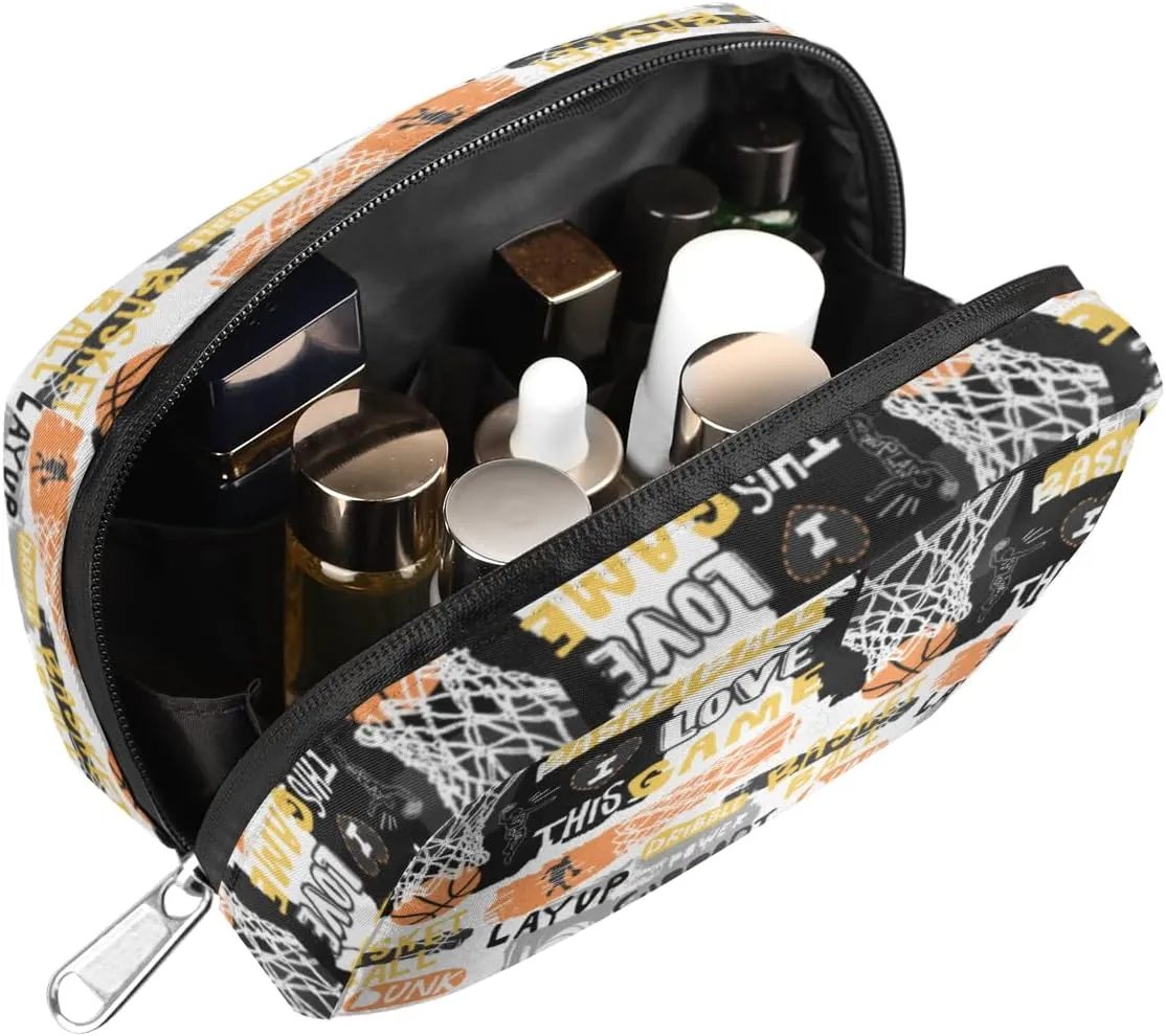 I Love Basketball Travel Toiletry Bag for Boys Men, Waterproof Small Dopp Kit for Women, Shaving Bag with Large Capacity for Travel,Sports Shower