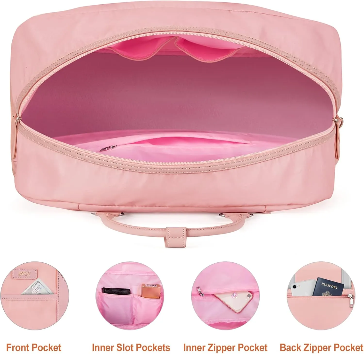 IBFUN Weekender Bags for Women, Large Overnight Bag Canvas Travel Duffel Bag Carry On Tote with Shoe Compartment 21" 3Pcs Set