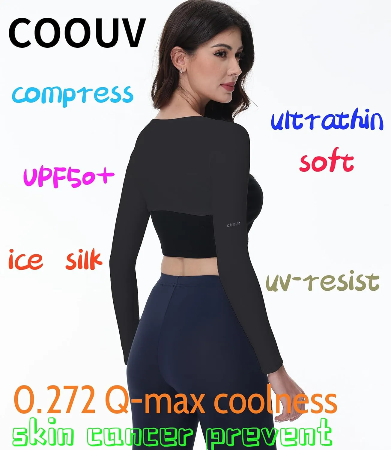 Ice Silk Coolness Fabric UPF50  UV Sun Protection Compression Shawl Arm Sleeve Sport Shrug Golf Shirt