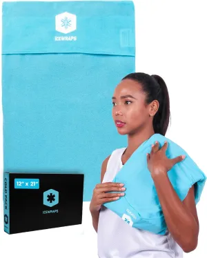 ICEWRAPS 12"x21" Extra Large Ice Pack with Soft Fabric Cover | Clay Ice Pack for Physical Therapy | Soft Ice Packs for Injuries Reusable Blue