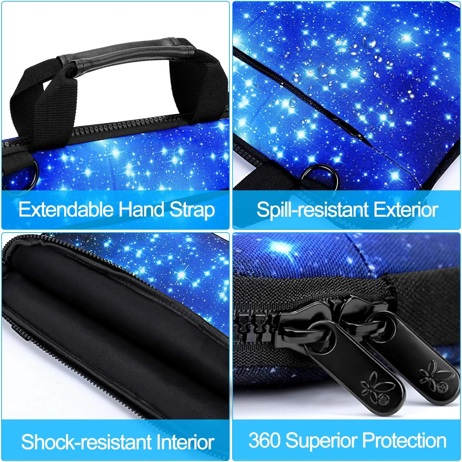 icolor 15 15.4 15.6 Inch Canvas Laptop Sleeve Bag Messenger Shoulder Briefcase -Blue Starry