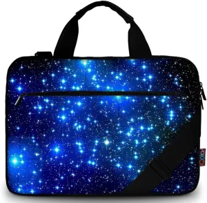 icolor 15 15.4 15.6 Inch Canvas Laptop Sleeve Bag Messenger Shoulder Briefcase -Blue Starry
