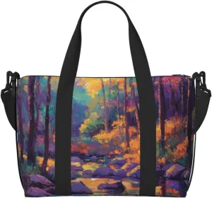 impressionist trees rocks print Travel Duffel Bag, Sports Tote Gym Bag, Swim Pool Bag Large Shoulder Tote Bag for Beach Weekender