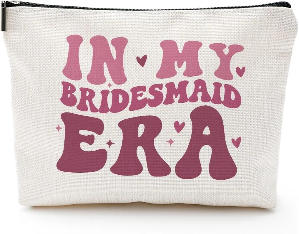 In My Bridesmaid Era Makeup Bag - Bridesmaid Gifts for Women, Cosmetic Pouch for Bachelorette Party, Bridal Shower Essentials, Wedding Party Favor, Travel Toiletry Bag