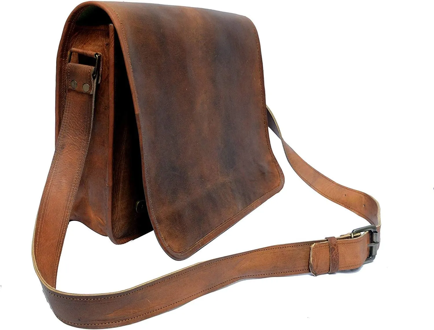 IndianHandoArt 16 inch Leather Real Messenger bag for Laptop Briefcase Satchel Men and Women (16 inch medium)