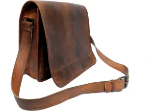 IndianHandoArt 16 inch Leather Real Messenger bag for Laptop Briefcase Satchel Men and Women (16 inch medium)