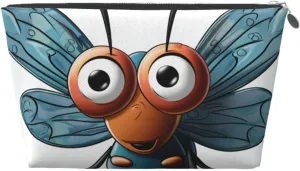 Insect Wings Eyes Cosmetic Bag Pu Leather Waterproof Makeup Bag Portable Travel Toiletry Bag Organizer Silver Zipper Pouch For Women Ladies Gift