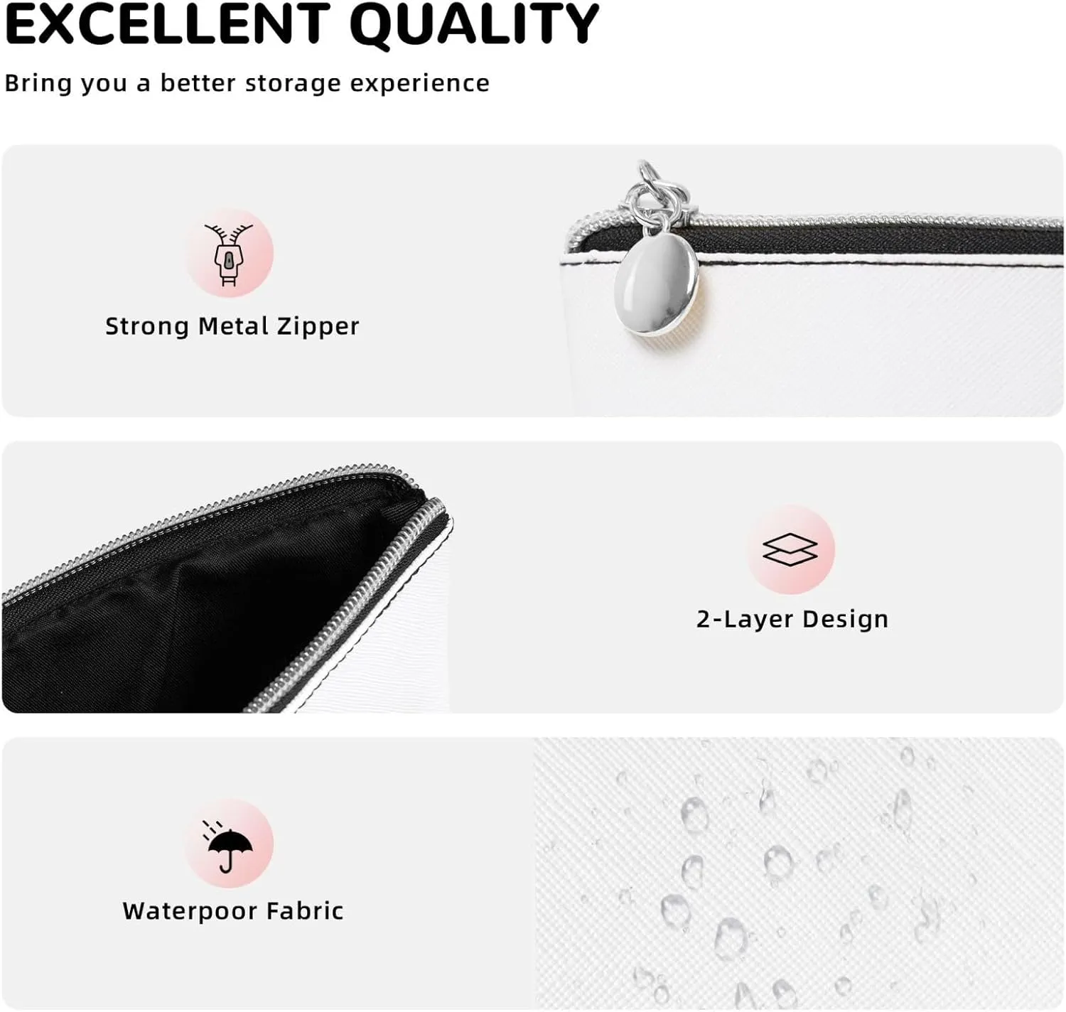 Insect Wings Eyes Cosmetic Bag Pu Leather Waterproof Makeup Bag Portable Travel Toiletry Bag Organizer Silver Zipper Pouch For Women Ladies Gift