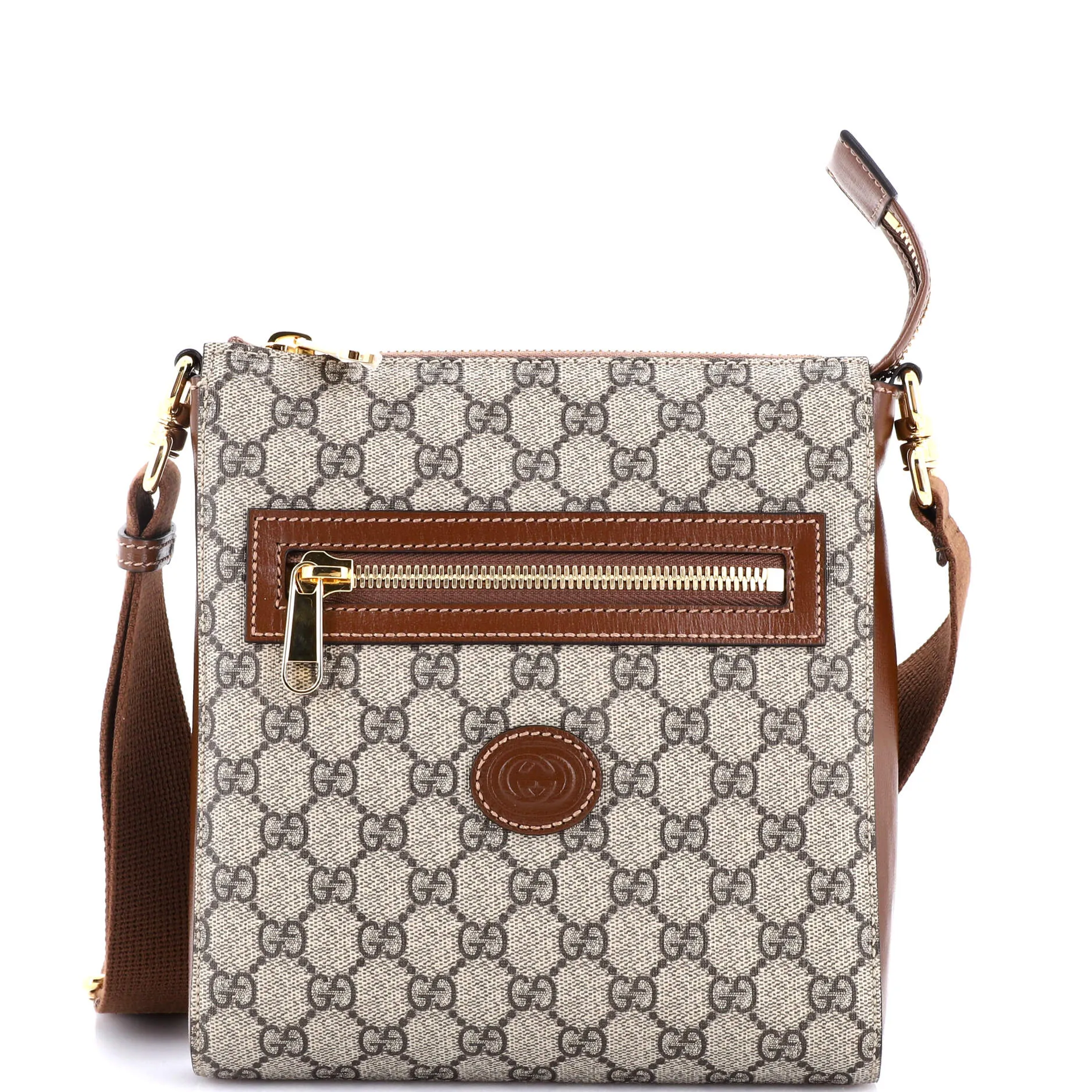 Interlocking G Patch Zip Messenger Bag GG Coated Canvas Small