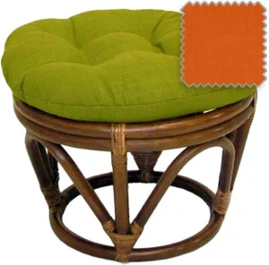 International Caravan Furniture Piece Rattan Ottoman with Outdoor Fabric Cushion