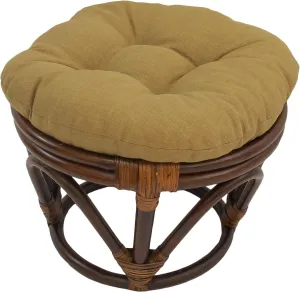 International Caravan Furniture Piece Rattan Ottoman with Outdoor Fabric Cushion