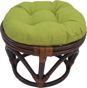 International Caravan Furniture Piece Rattan Ottoman with Outdoor Fabric Cushion