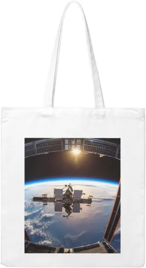 International Space Station Picture Large Canvas Tote Bag Cute Travel Shoulder Bag Reusable Washable Shopping Grocery Bags For Women Men