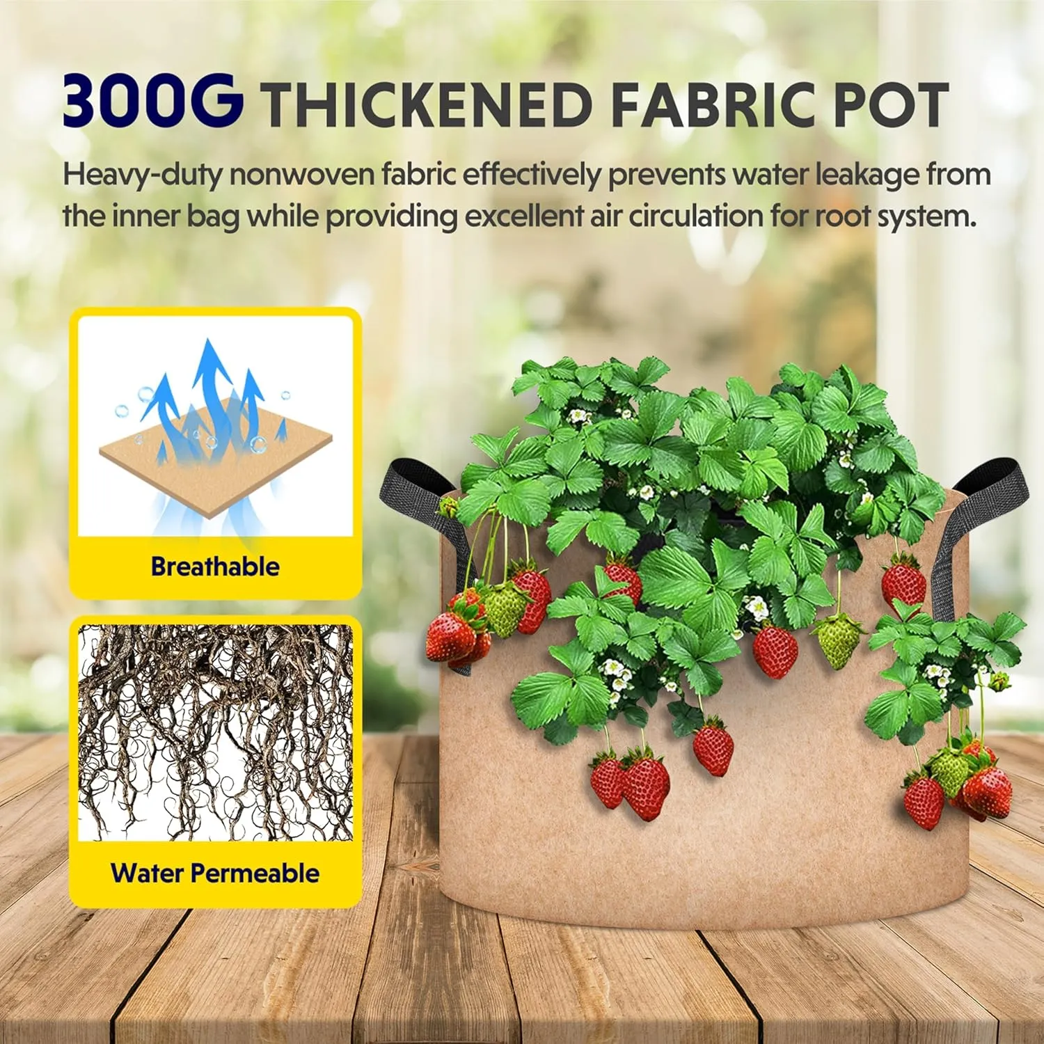 iPower Plant Grow Bag 5 Gallon 6-Pack Heavy Duty Fabric Pots, 300g Thick Nonwoven Fabric Containers Aeration with Nylon Handles, for Planting Vegetables, Fruits, Flowers, Tan 2024 Version