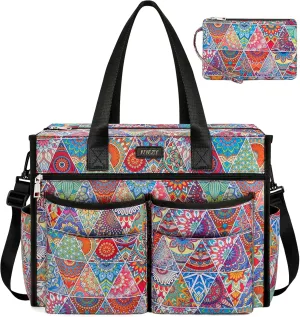 ITIEZY Utility Tote Bag for Women with 15/18 Pockets - Large Teacher Tote Bag with Zipper Compartment Nurse Bags for Work