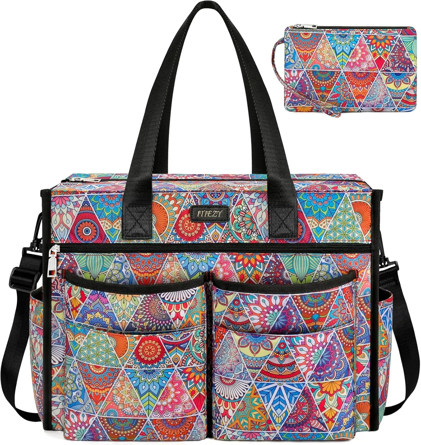 ITIEZY Utility Tote Bag for Women with 15/18 Pockets - Large Teacher Tote Bag with Zipper Compartment Nurse Bags for Work