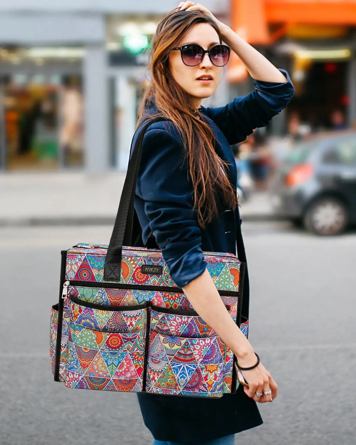 ITIEZY Utility Tote Bag for Women with 15/18 Pockets - Large Teacher Tote Bag with Zipper Compartment Nurse Bags for Work