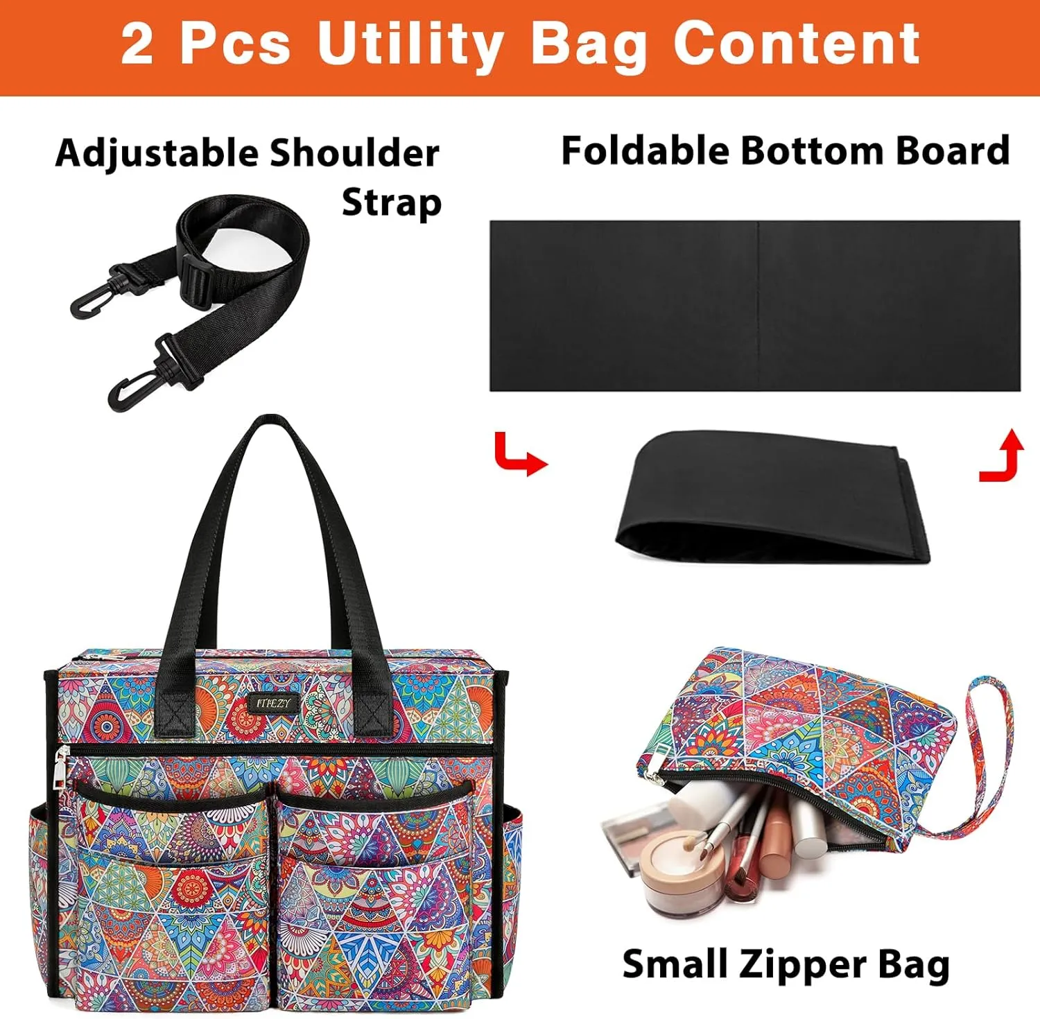 ITIEZY Utility Tote Bag for Women with 15/18 Pockets - Large Teacher Tote Bag with Zipper Compartment Nurse Bags for Work