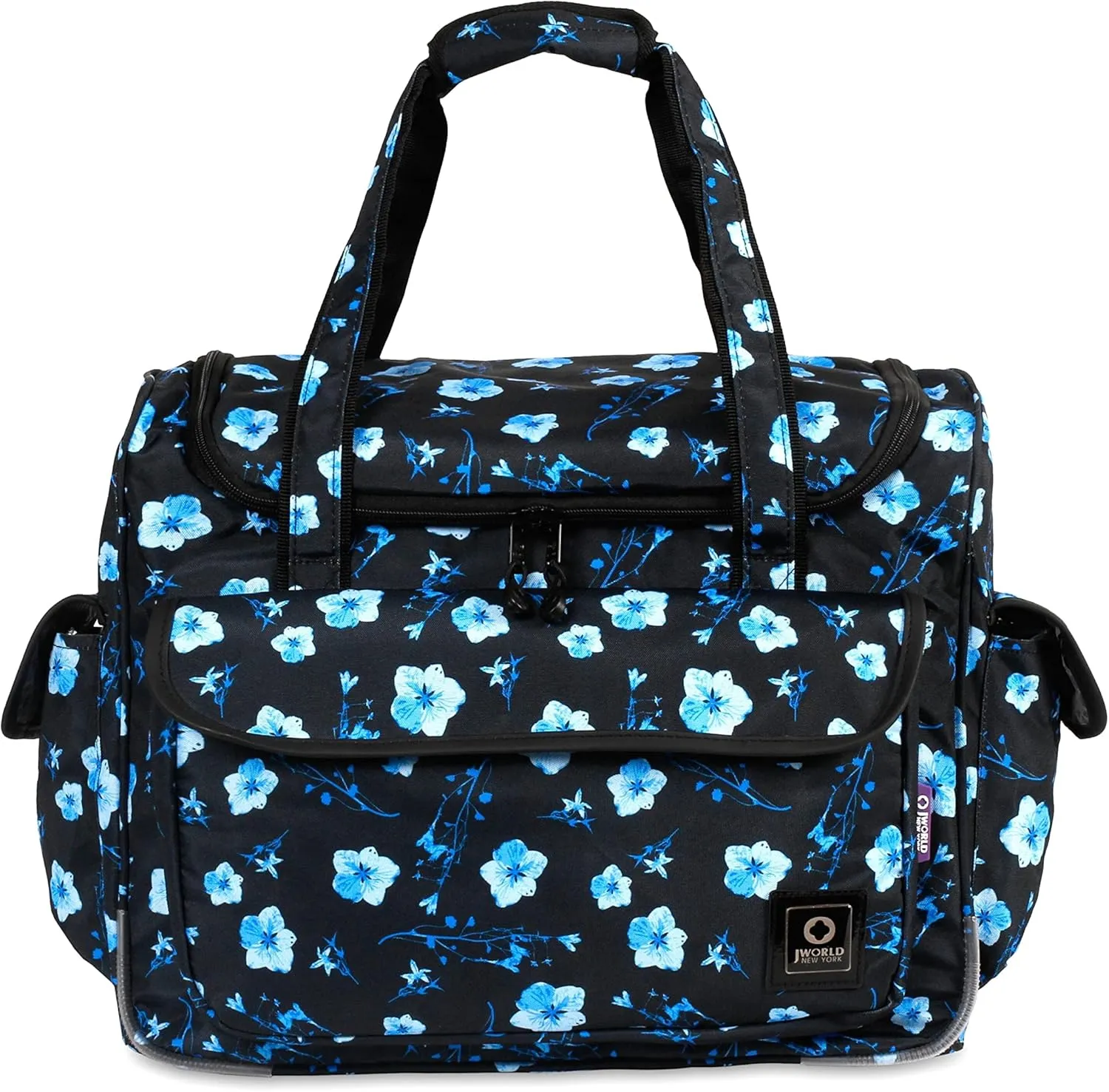 J World New York Donna Rolling Tote Bag on Wheels for Women. Roller Laptop Briefcase Work Weekender, Night Bloom