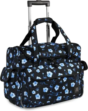 J World New York Donna Rolling Tote Bag on Wheels for Women. Roller Laptop Briefcase Work Weekender, Night Bloom