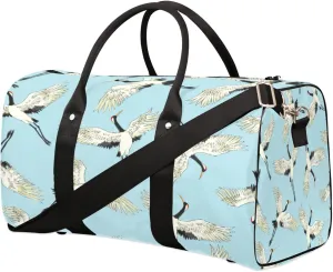 Japanese Cranes Travel Duffel Bag, Foldable Sport Gym Tote Bag, Waterproof Weekender Overnight Bag with Shoulder Strap, Carry On Luggage Handbag for Men and Women