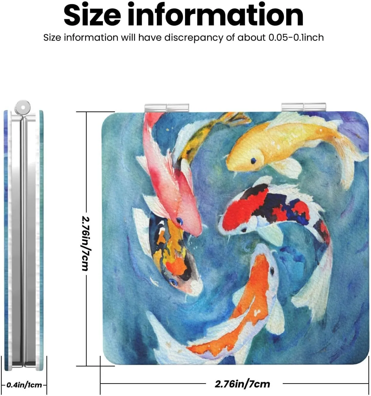 Japanese Koi Carp Fish Women Small Makeup Mirror Compact Handheld Cosmetic Mirror for Purse Pocket