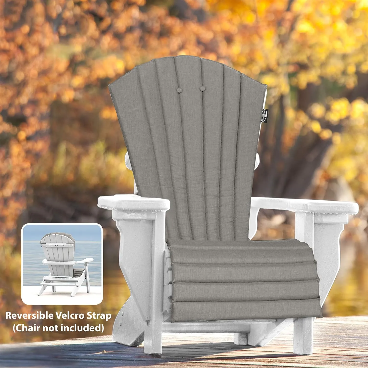 JCA Outdoor All-Weather Patio Chair seat Cushion, Quick Drying Olefin Fabric - Adirondack Chair Cushion for Your Chair-Chair not Included (Mulch Charcoal Grey)