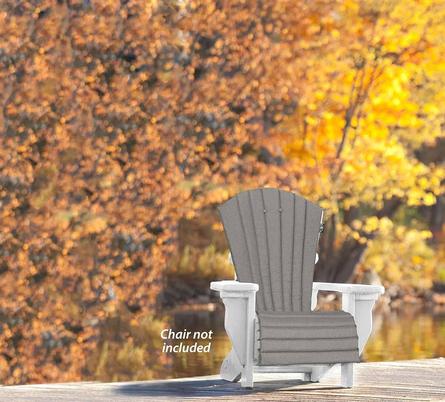 JCA Outdoor All-Weather Patio Chair seat Cushion, Quick Drying Olefin Fabric - Adirondack Chair Cushion for Your Chair-Chair not Included (Mulch Charcoal Grey)