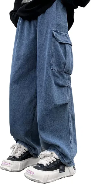 Jeans for Women Baggy Cargo Pants Men Y2K Parachute Pants with Pockets