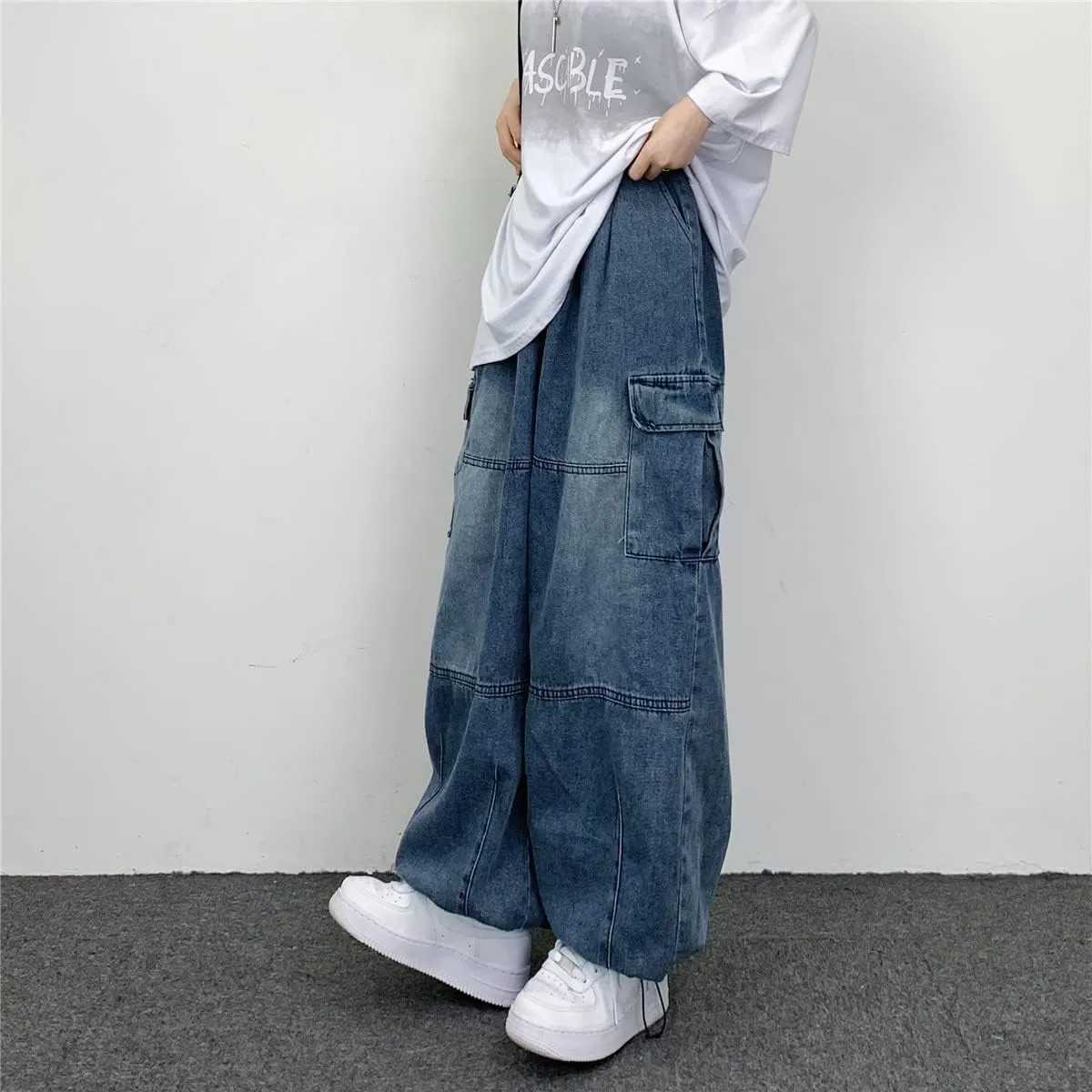 Jeans for Women Baggy Cargo Pants Men Y2K Parachute Pants with Pockets