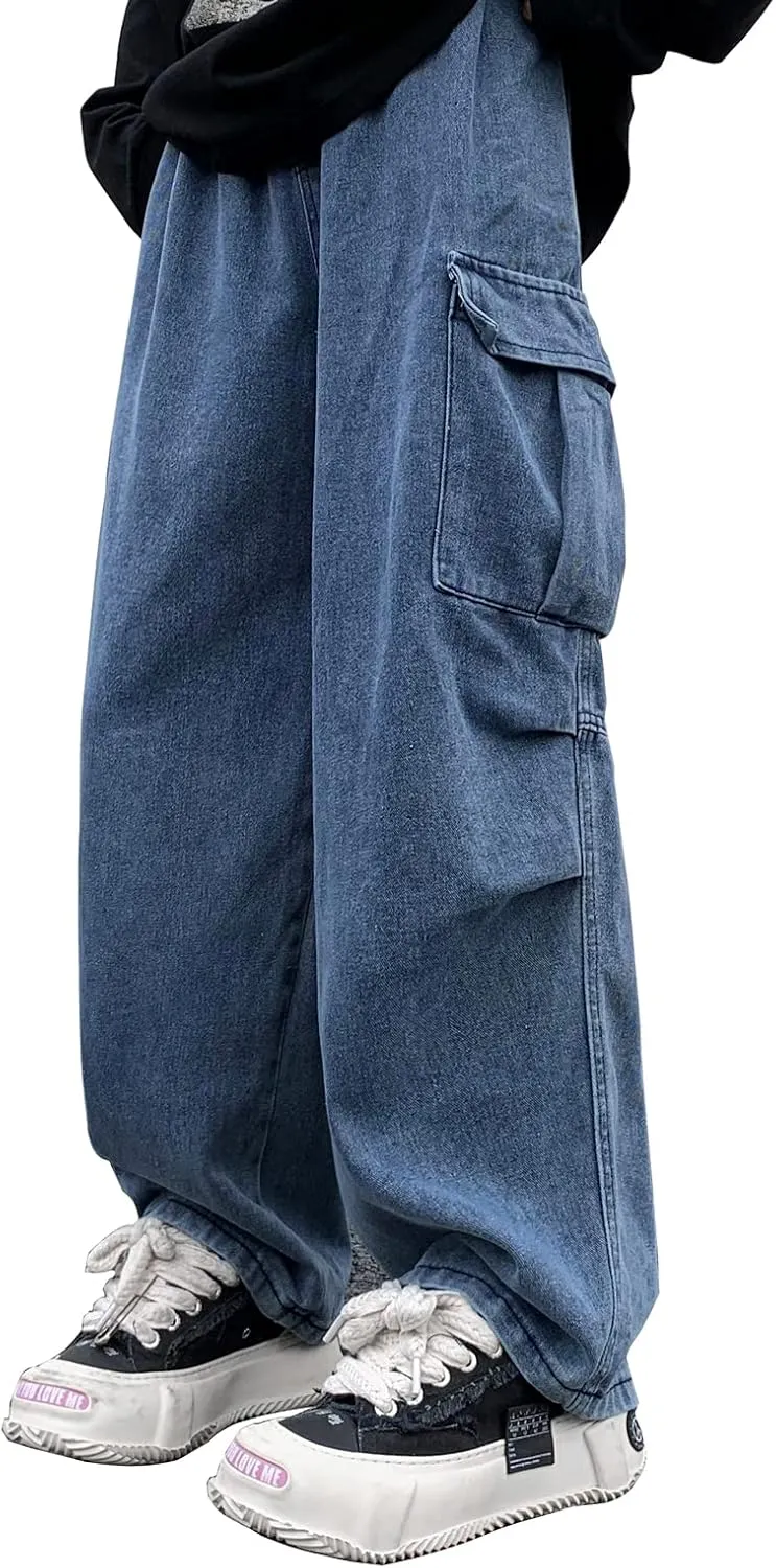 Jeans for Women Baggy Cargo Pants Men Y2K Parachute Pants with Pockets