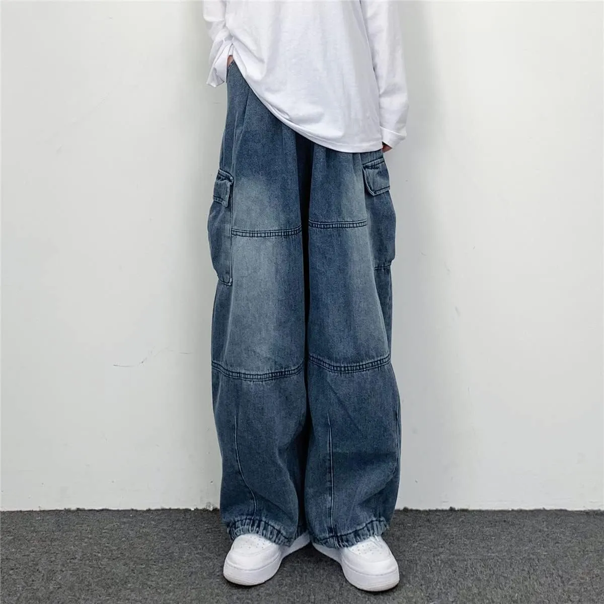 Jeans for Women Baggy Cargo Pants Men Y2K Parachute Pants with Pockets