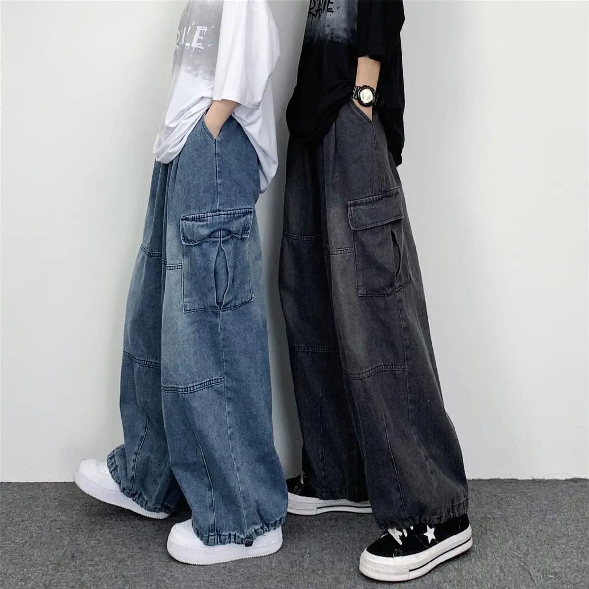 Jeans for Women Baggy Cargo Pants Men Y2K Parachute Pants with Pockets