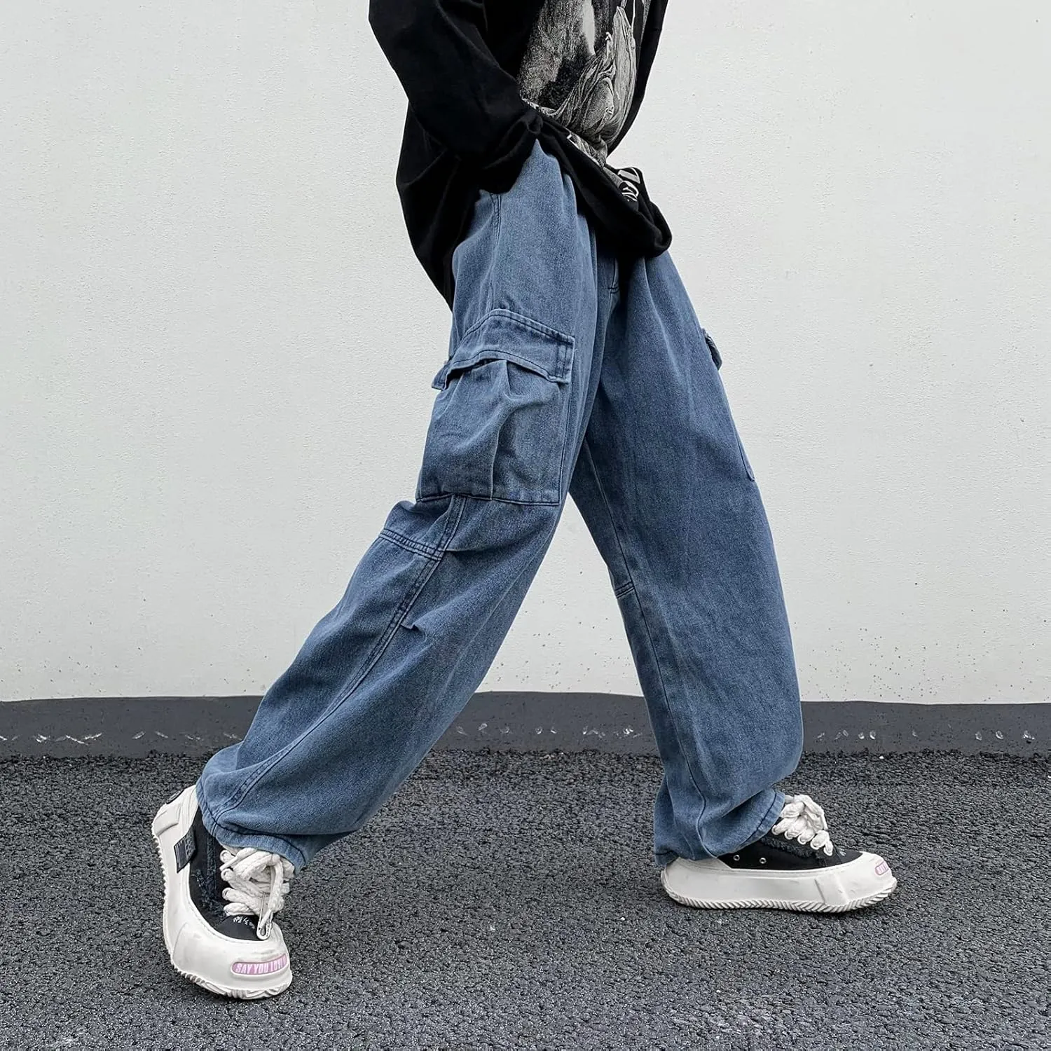 Jeans for Women Baggy Cargo Pants Men Y2K Parachute Pants with Pockets
