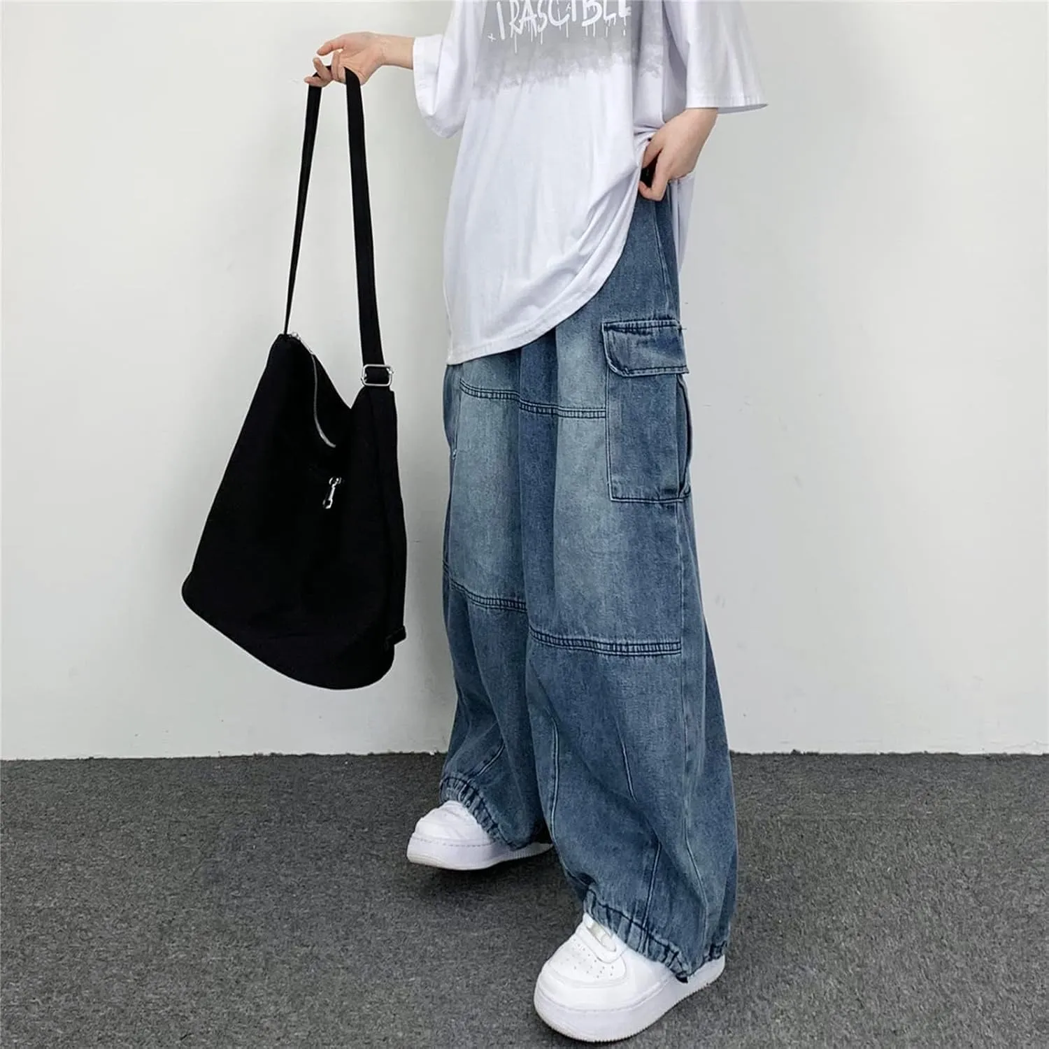 Jeans for Women Baggy Cargo Pants Men Y2K Parachute Pants with Pockets