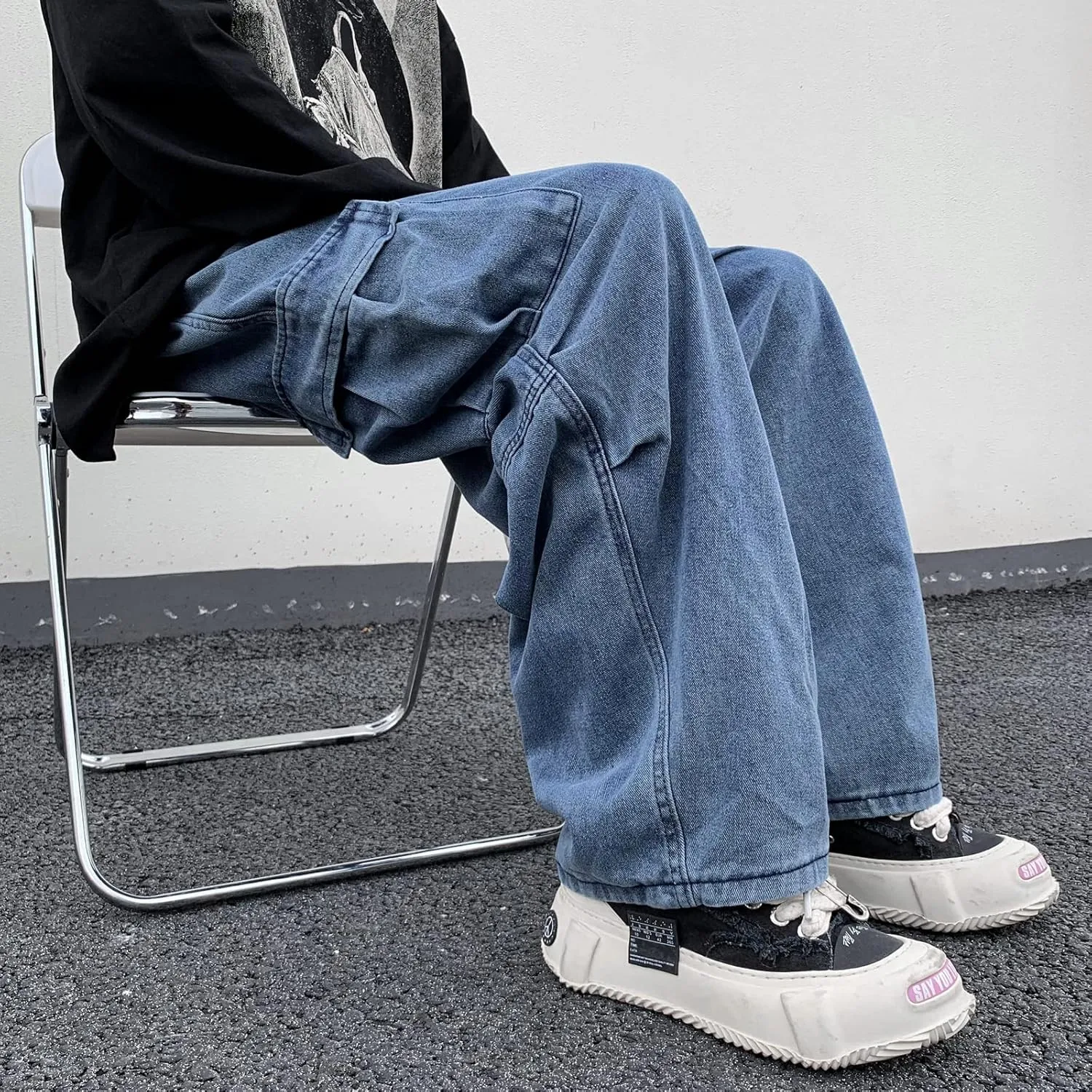 Jeans for Women Baggy Cargo Pants Men Y2K Parachute Pants with Pockets