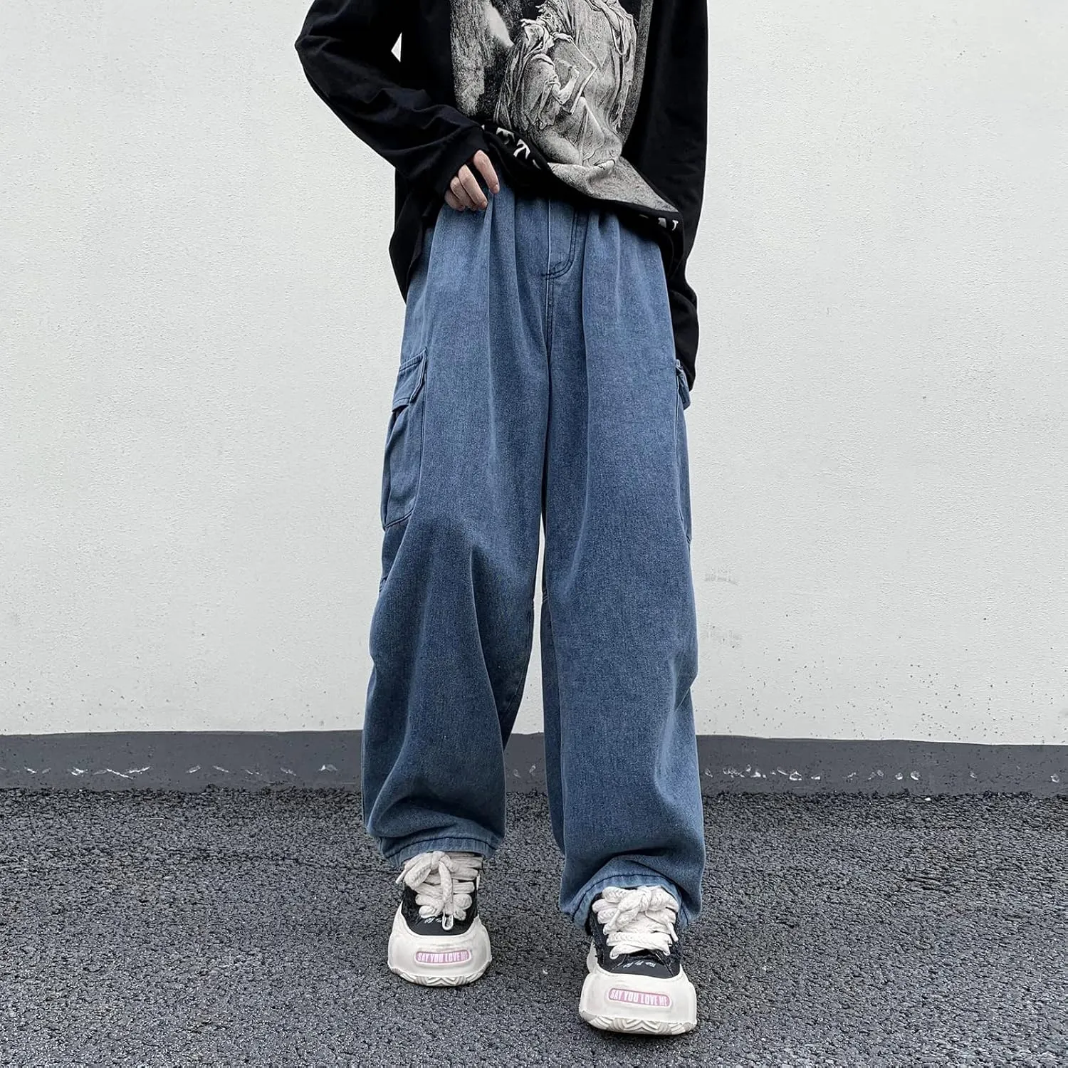 Jeans for Women Baggy Cargo Pants Men Y2K Parachute Pants with Pockets