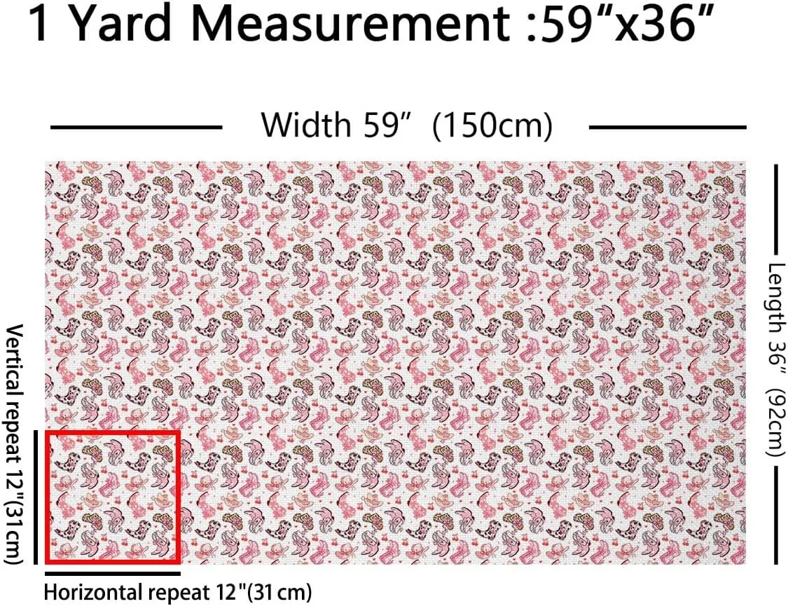 jejeloiu Kids Pink Cowgirl Fabric by The Yard 1 Yard Western Decorative Waterproof Outdoor Fabric for Boys Girls Adults Cowgirl Boots Bow Ribbon Upholstery Fabric for Chairs Outdoor Fabric