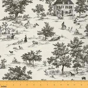 jejeloiu Kids Vintage French Country Fabric by The Yard 5 Yards Western Upholstery Fabric for Chairs Outdoor Fabric Farmhouse Farm Decorative Waterproof Outdoor Fabric Outdoor Fabric