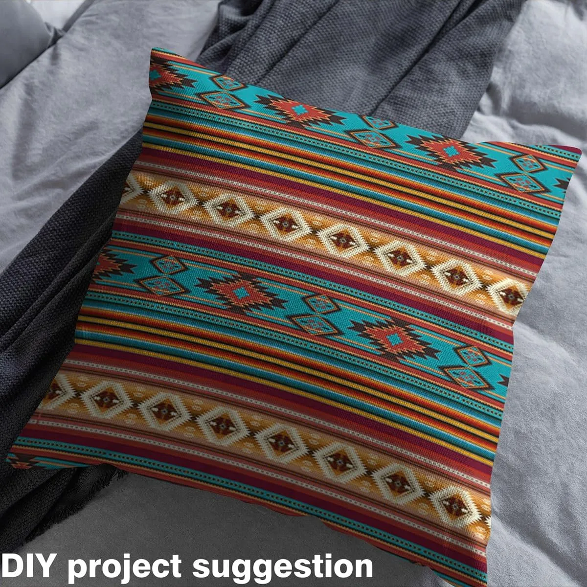 jejeloiu Southwestern Boho Design Decorative Waterproof Outdoor Fabric 3 Yards Rustic Western Fabric by The Yard RoomBeige Grey Upholstery Fabric Native American Pattern Tribal DIY Reupholstery Fabric
