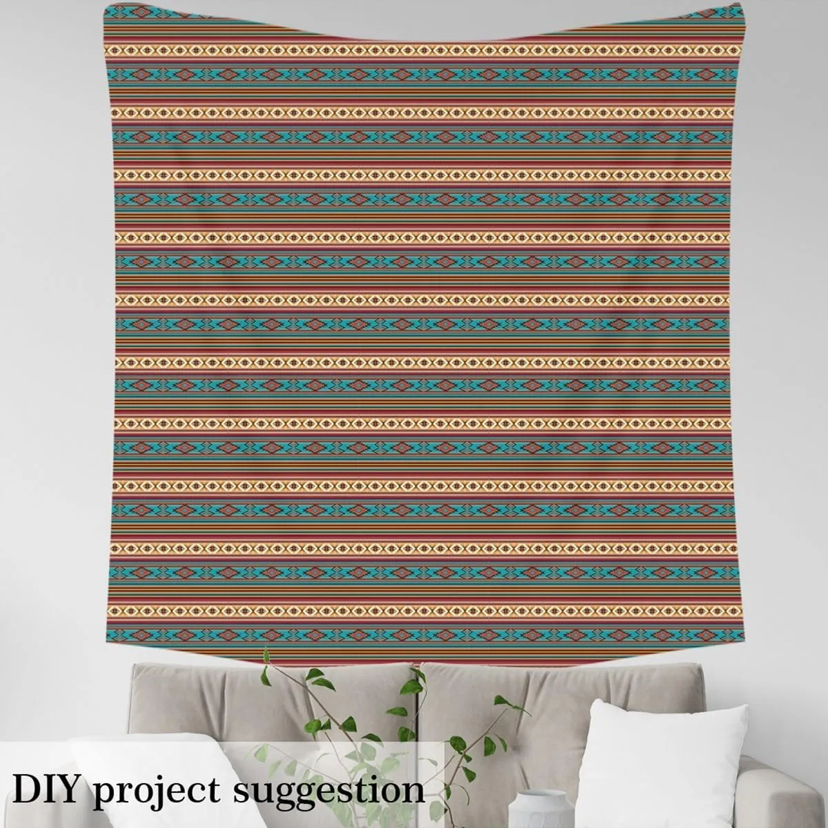 jejeloiu Southwestern Boho Design Decorative Waterproof Outdoor Fabric 3 Yards Rustic Western Fabric by The Yard RoomBeige Grey Upholstery Fabric Native American Pattern Tribal DIY Reupholstery Fabric