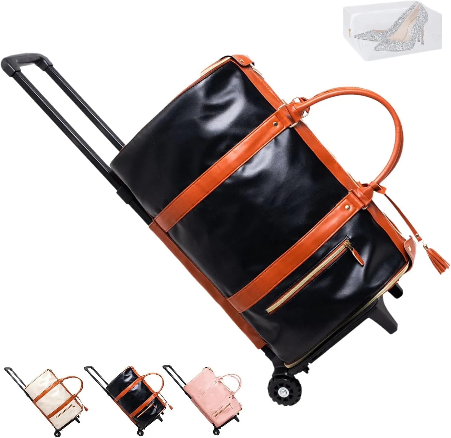 Jenni Bag Travel Bag with Wheels,Convertible Jenni Travel Bag with Removable Wheels, High Capacity Travel Bag with Shoe Compartment(Roller, Black)