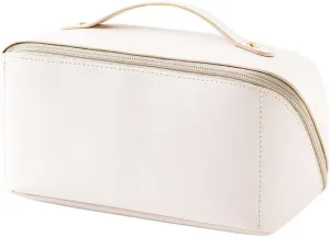 JINMA Personalized Makeup Bag with Custom Name Embroidery – Travel Cosmetic Organizer with Handle, Waterproof PU Leather Toiletry Bag for Women