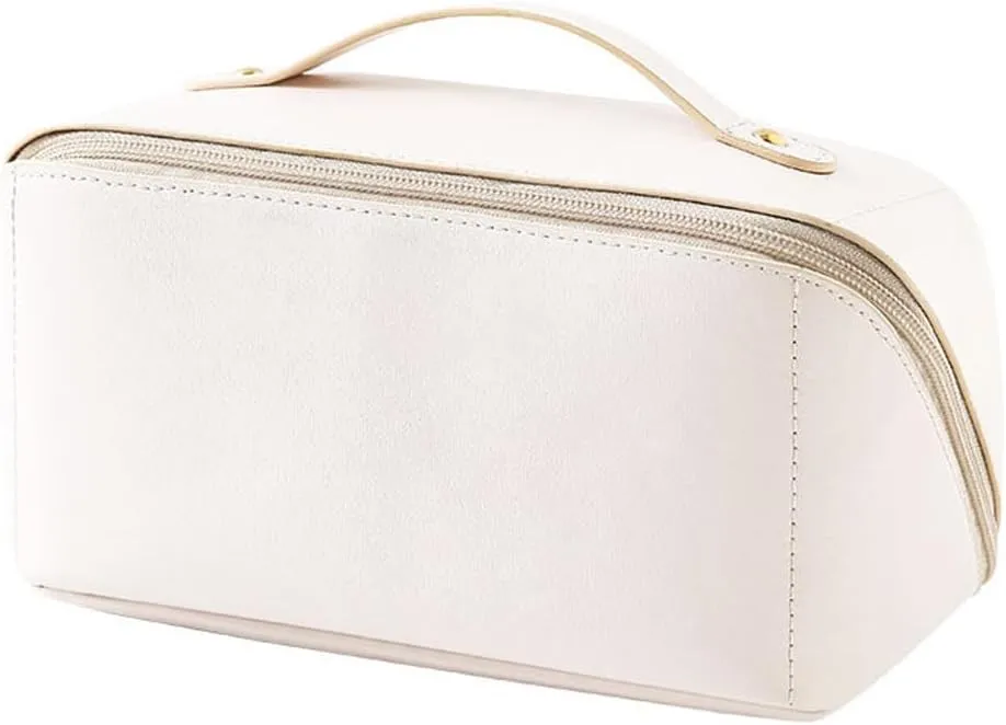 JINMA Personalized Makeup Bag with Custom Name Embroidery – Travel Cosmetic Organizer with Handle, Waterproof PU Leather Toiletry Bag for Women