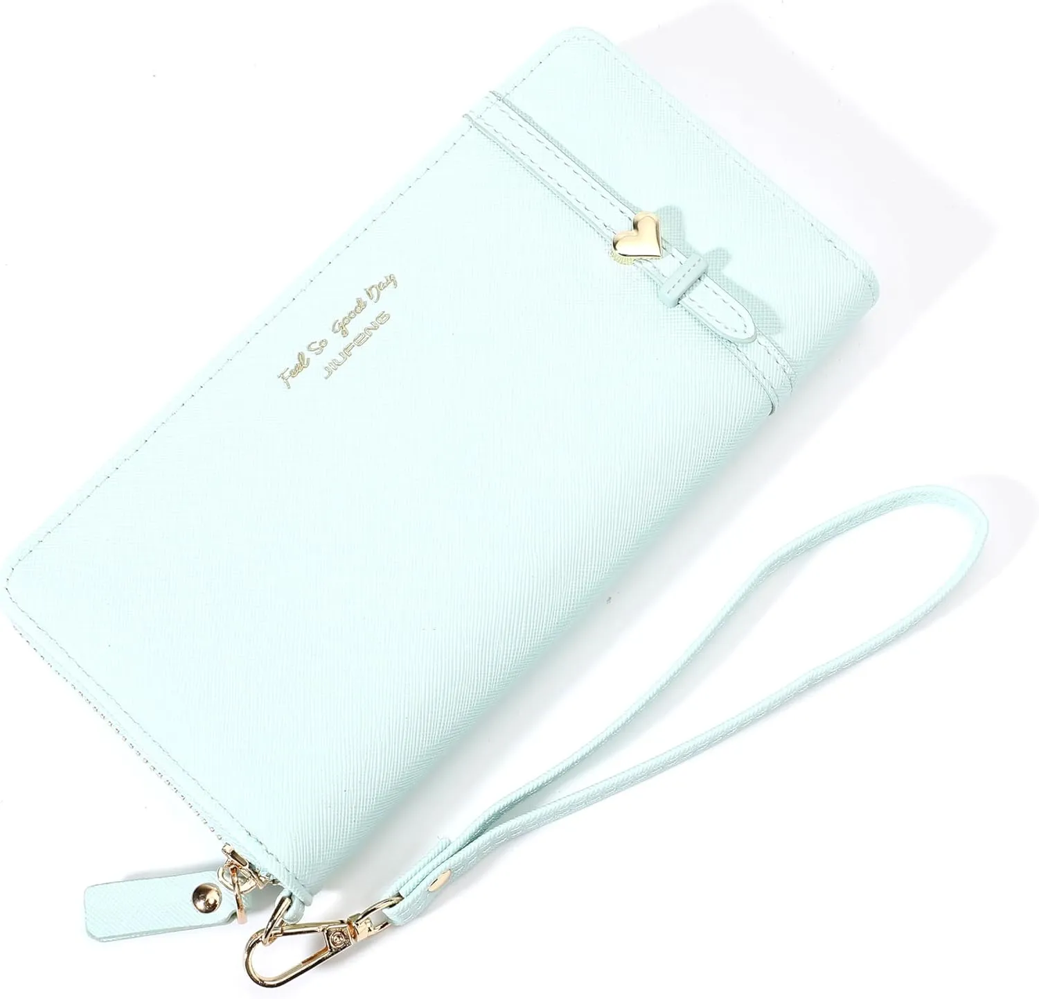 JIUFENG Women Long RFID Blocking Wallet Large Capacity Zipper Wristlet Purse Card Holder Cellphone Bag Fashion Clutches