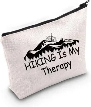 JNIAP Hiking Makeup Cosmetic Bag Hiking Is My Therapy Mountain Hiking Lover Gift Adventure Travel Pouch Outdoors Gifts for Women (Hiking Therapy BAG)