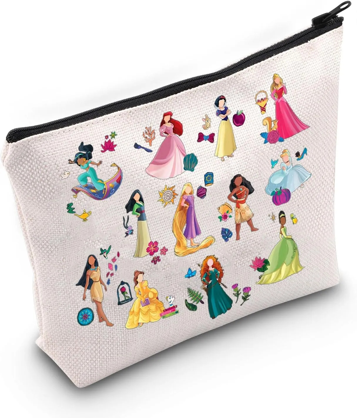 JNIAP Magical Princess Cosmetic Bag Fairy Tale Lover Gift Princess Character Makeup Pouch Princess Birthday Gift For Daughter(pattern)