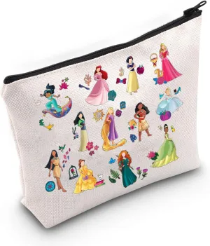 JNIAP Magical Princess Cosmetic Bag Fairy Tale Lover Gift Princess Character Makeup Pouch Princess Birthday Gift For Daughter(pattern)