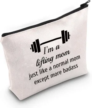 JNIAP Workout Cosmetic Bag Fitness Lover Gift I'm a Lifting Mom Makeup Pouch Weightlifting Mom Gym Gift Travel Zipper Bag(Lifting Mom)
